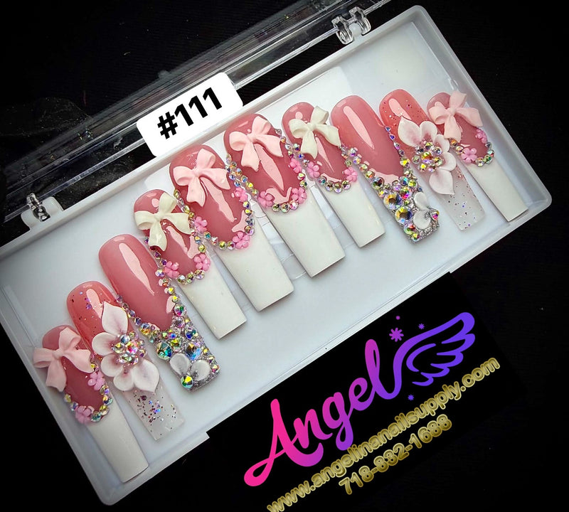 Angelina Handmade Custom Press-On | Long Nail Design #111
