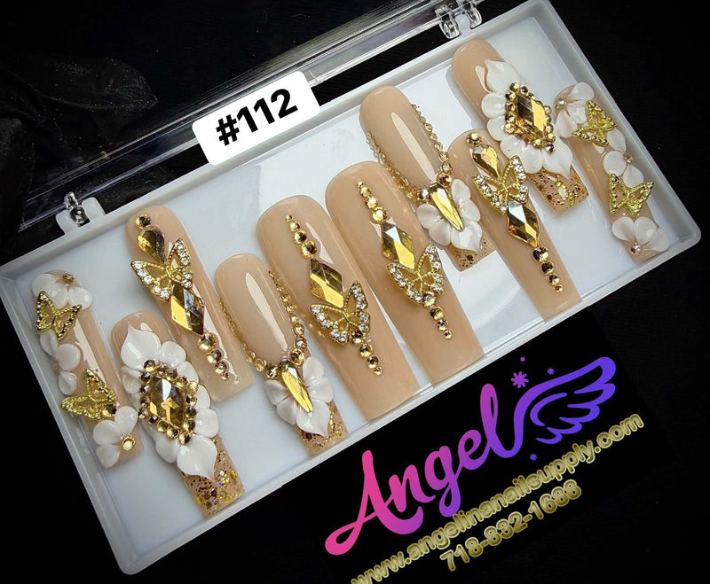 Angelina Handmade Custom Press-On | Long Nail Design #112