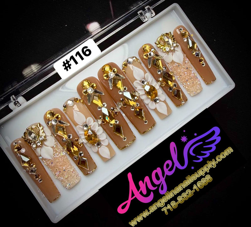 Angelina Handmade Custom Press-On | Long Nail Design #116