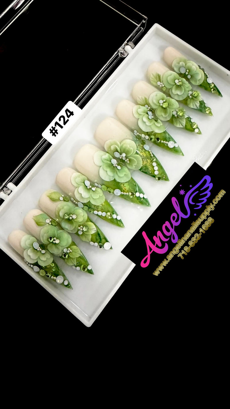 Angelina Handmade Custom Press-On | Long Nail Design #124