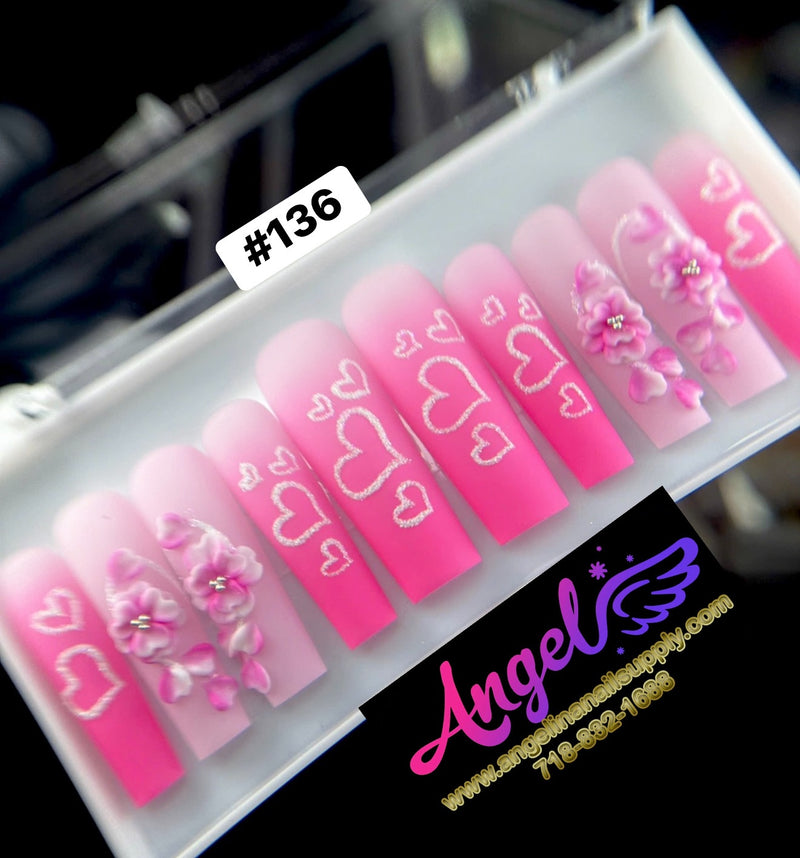 Angelina Handmade Custom Press-On | Long Nail Design #136