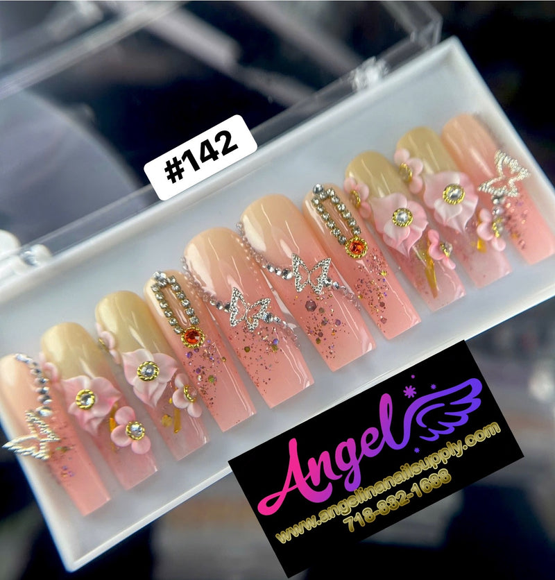 Angelina Handmade Custom Press-On | Long Nail Design #142
