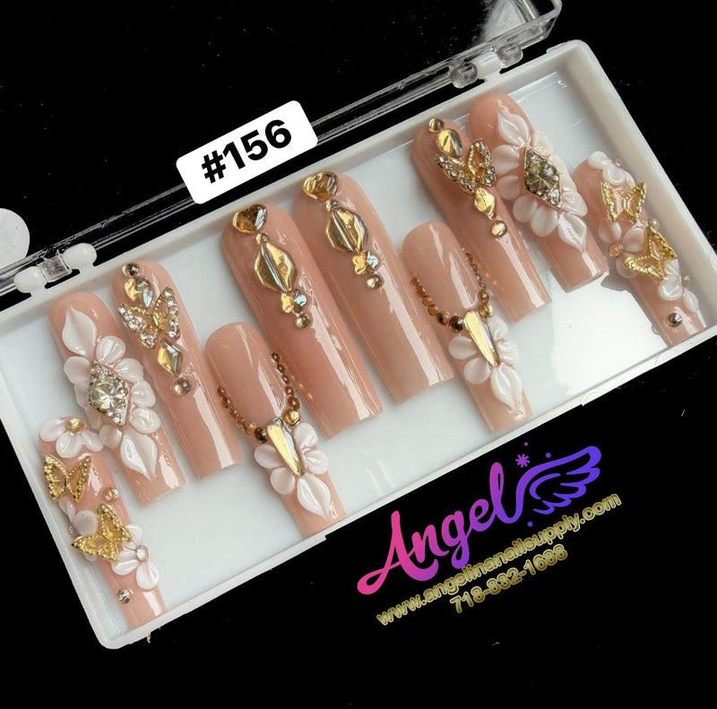 Angelina Handmade Custom Press-On | Long Nail Design #156