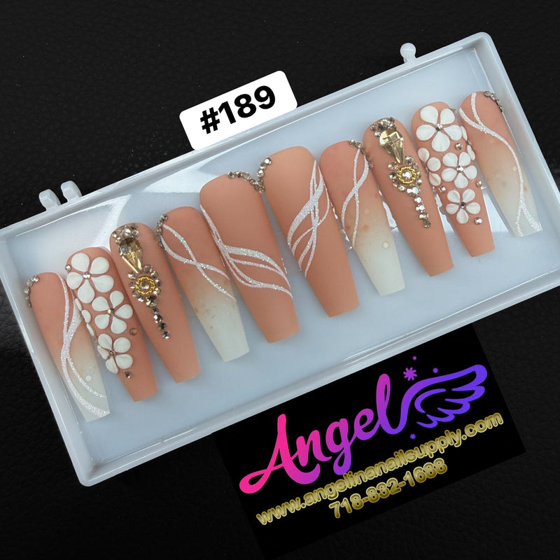 Angelina Handmade Custom Press-On | Long Nail Design #189