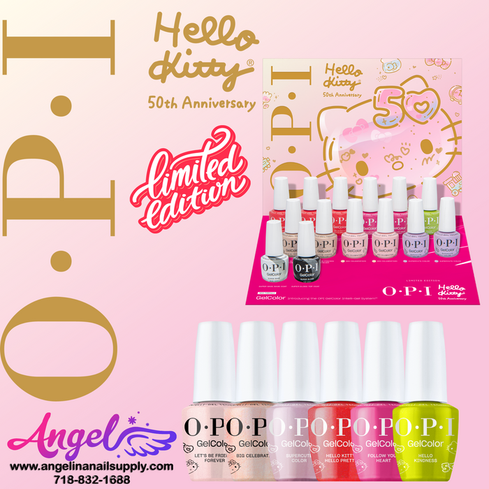 OPI Gel Color - Hello Kitty 50th Anniversary Collection 6 Colors (12 bottles) & 1 Base Gel 1 Top Gel | Limited Edition
