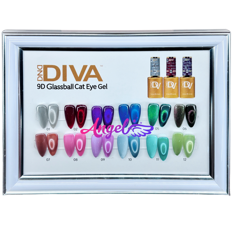 Bộ sản phẩm bóng thủy tinh Diva 9D Cat Eyes Collection 12 màu #1 - #12 CHỈ DÙNG GEL