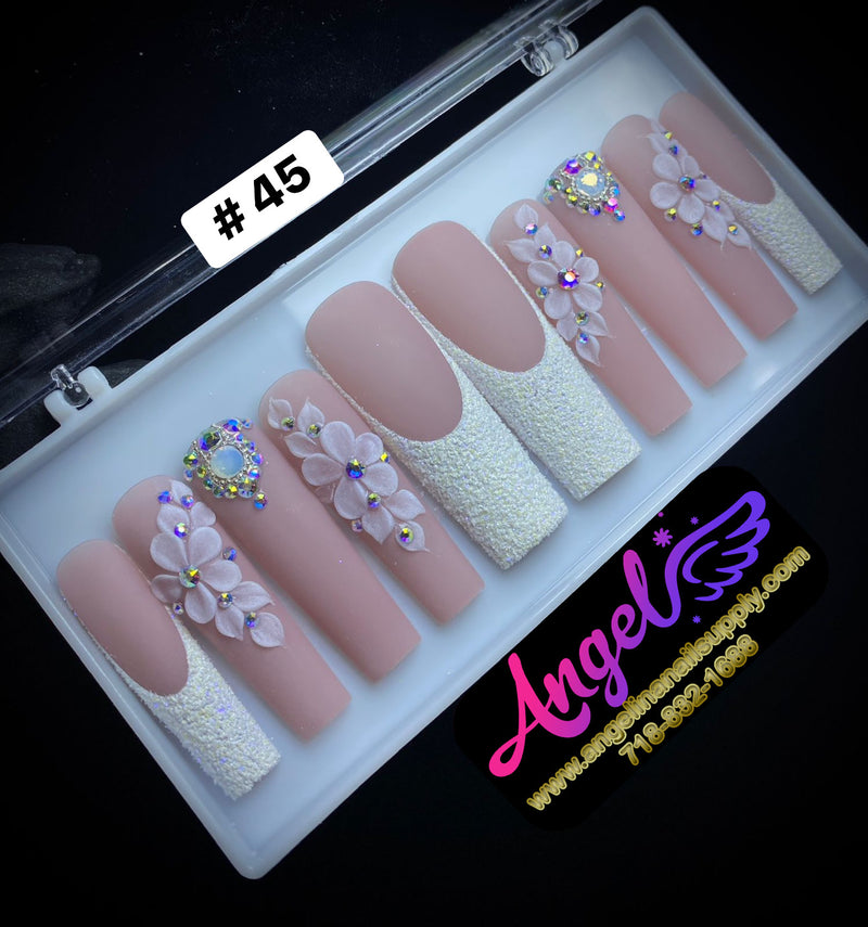 Angelina Handmade Custom Press-On | Long Nail Design #030-#059