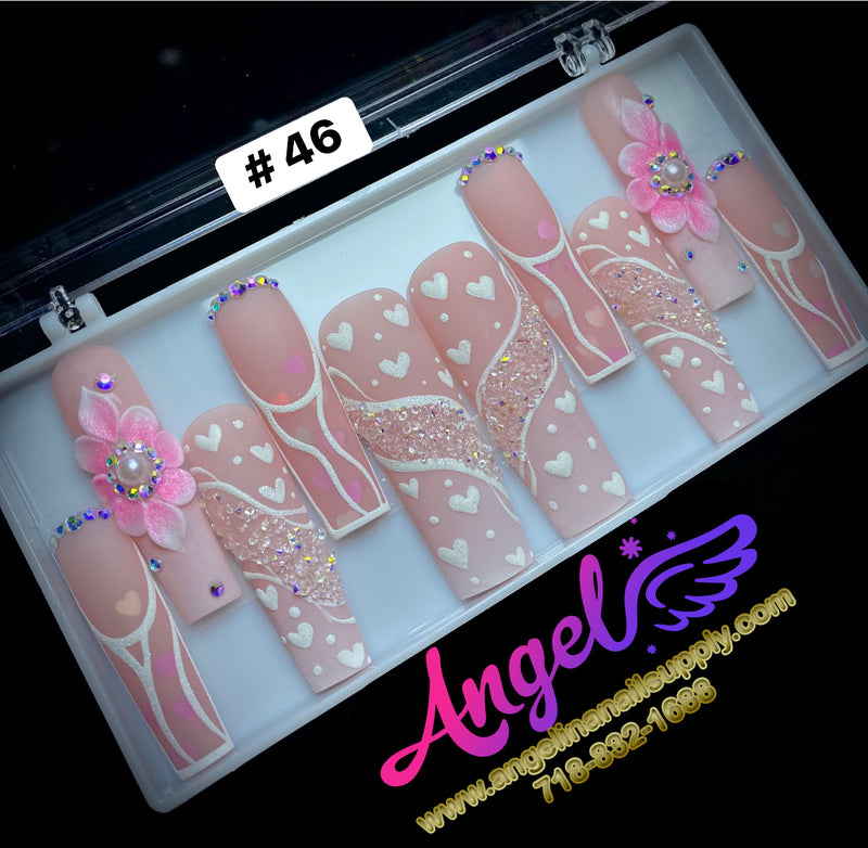 Angelina Handmade Custom Press-On | Long Nail Design #030-#059