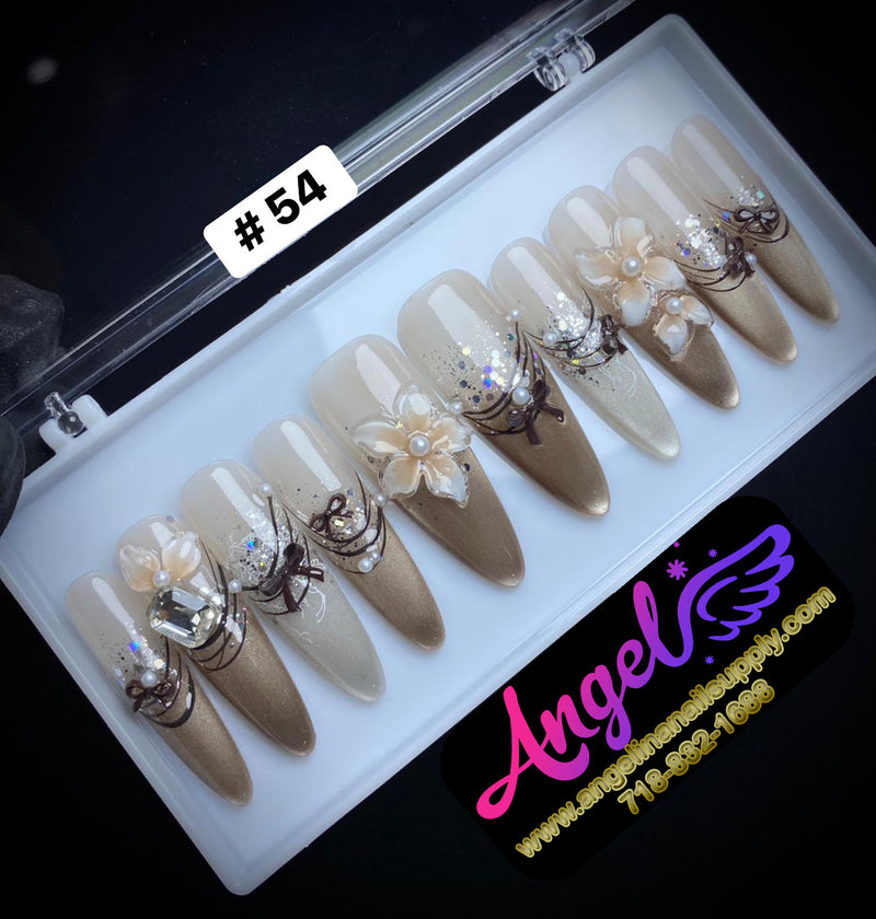 Angelina Handmade Custom Press-On | Long Nail Design #030-#059