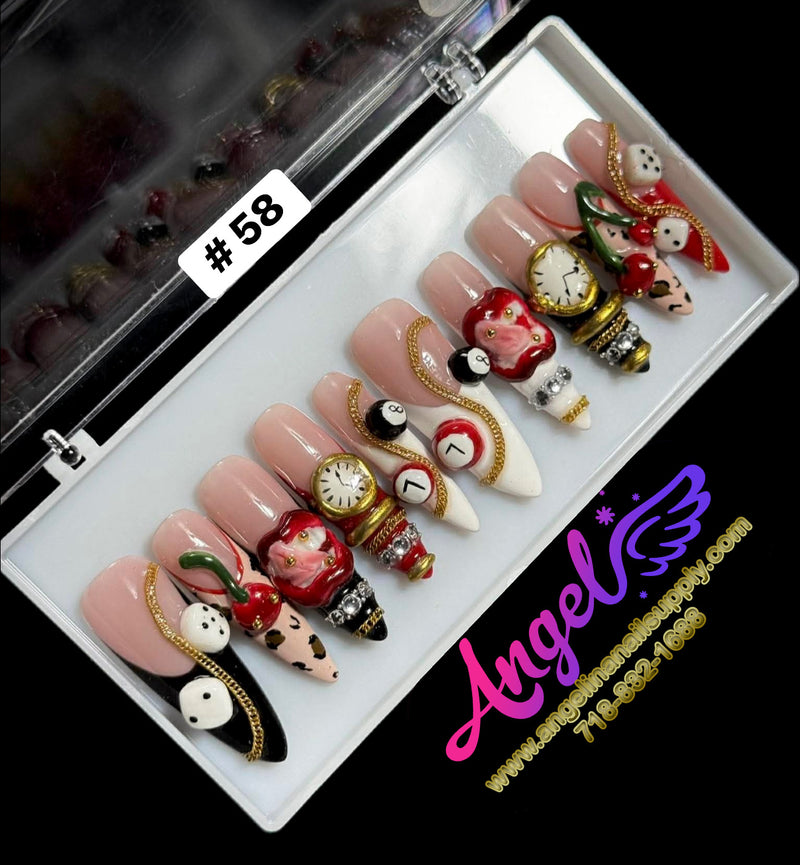 Angelina Handmade Custom Press-On | Long Nail Design #030-#059