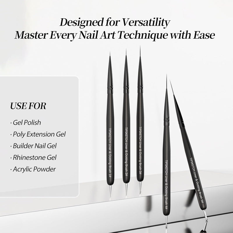 Brush Set | Black Liner Art Brush with Dotting Tool (5in1)