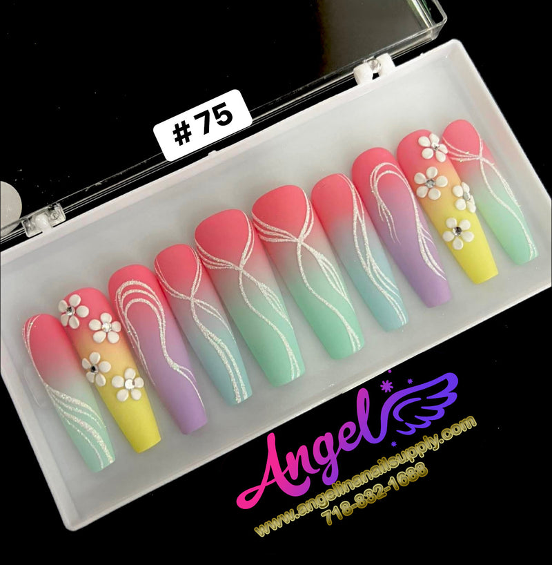 Angelina Handmade Custom Press-On | Long Nail Design #060-#089