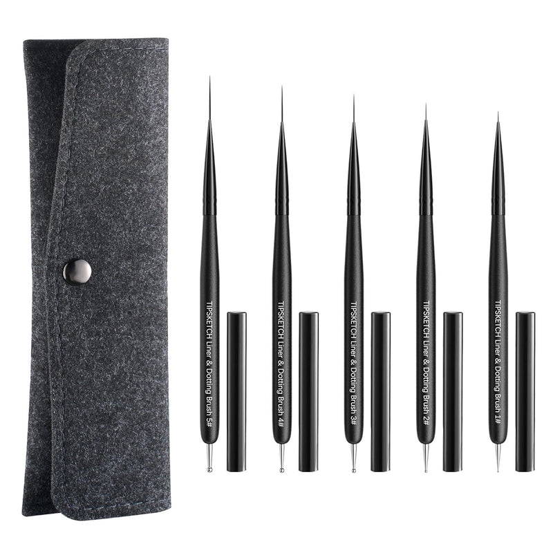Brush Set | Black Liner Art Brush with Dotting Tool (5in1)