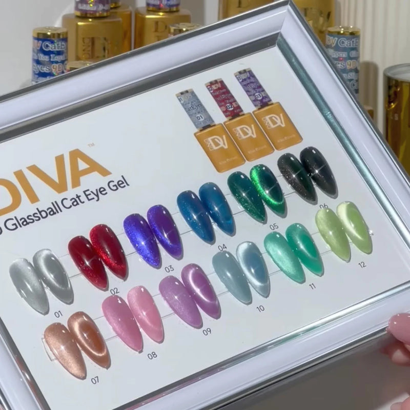 Bộ sản phẩm bóng thủy tinh Diva 9D Cat Eyes Collection 12 màu #1 - #12 CHỈ DÙNG GEL