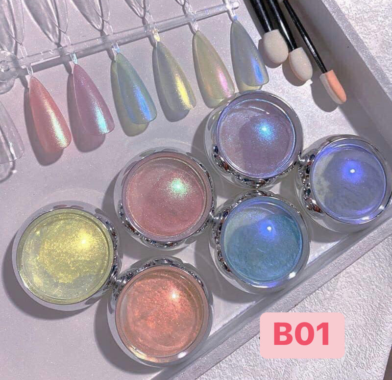 Chrome Mirror Powder Pigment Colorful 6 Colors Pack