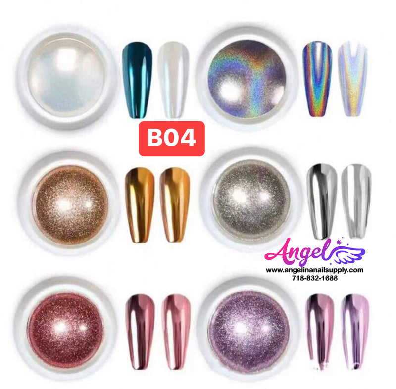 Chrome Mirror Powder Pigment Colorful 6 Colors Pack