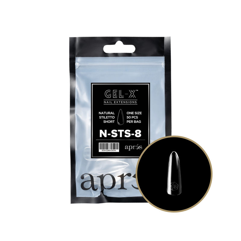 Đầu thay móng Apres Gel-X Natural Stiletto ngắn – 50 cái | Móng gel mềm nối dài