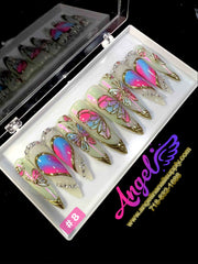 Angelina Handmade Custom Press-On | Long Nail Design 001-029 - Angelina Nail Supply NYC