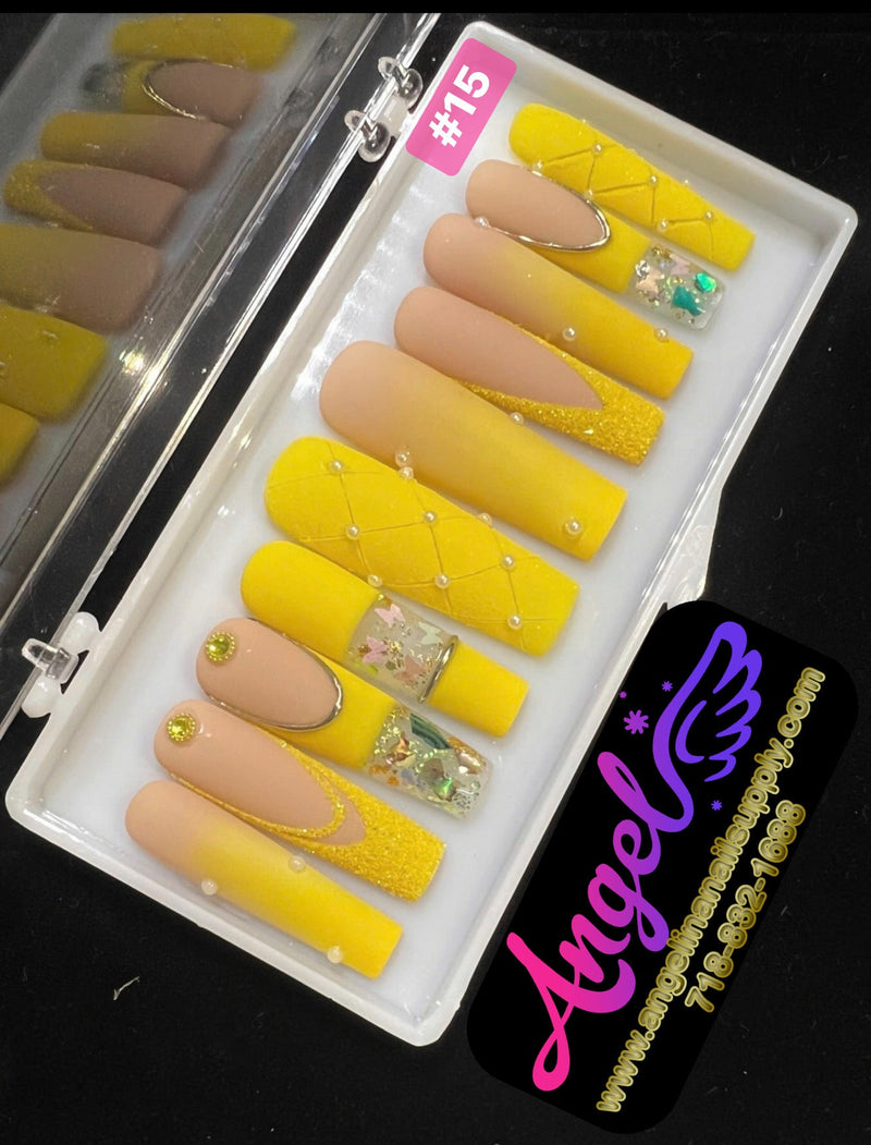 Angelina Handmade Custom Press-On | Long Nail Design 001-029 - Angelina Nail Supply NYC
