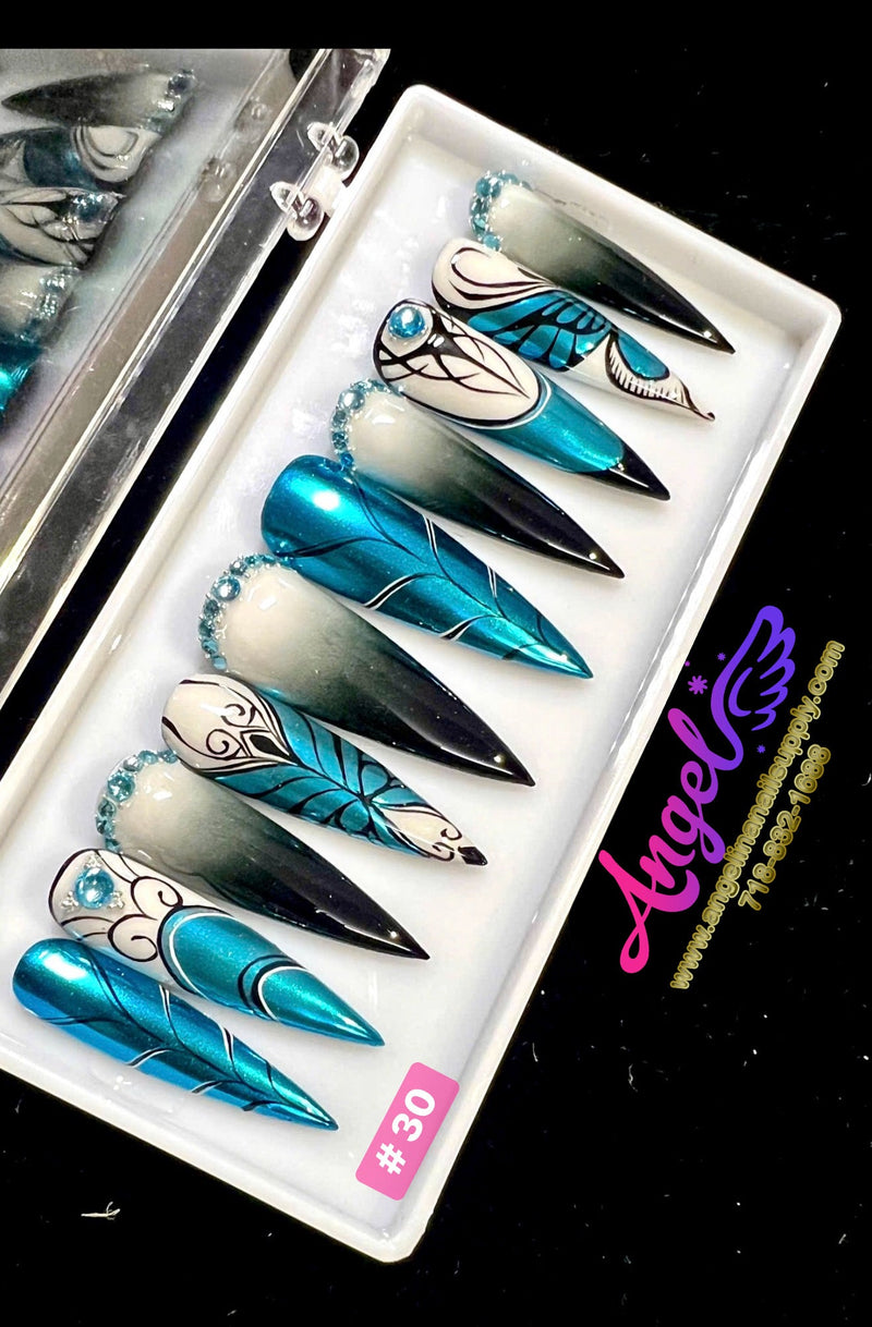 Angelina Handmade Custom Press-On | Long Nail Design 030-059 - Angelina Nail Supply NYC