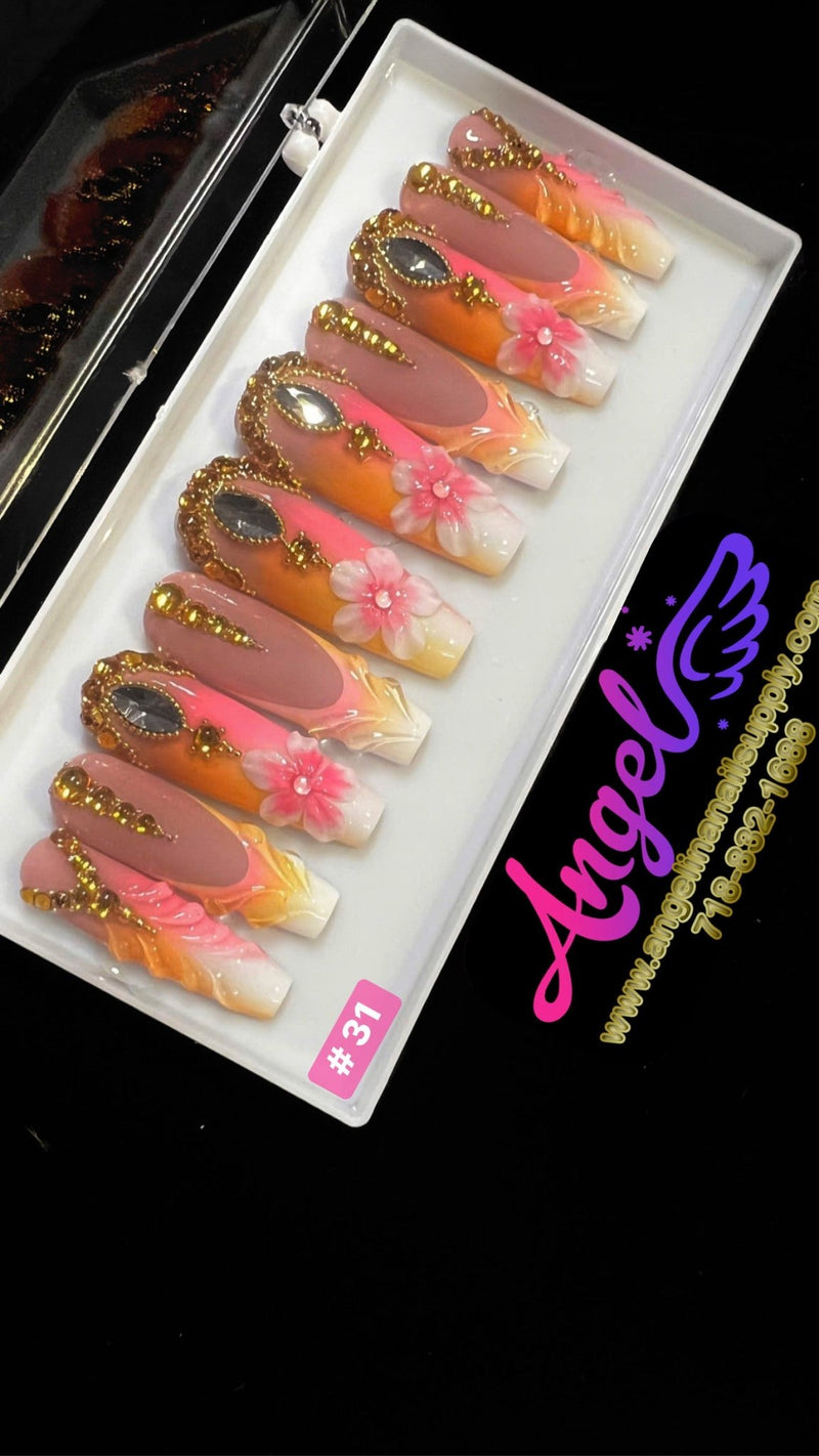 Angelina Handmade Custom Press-On | Long Nail Design 030-059 - Angelina Nail Supply NYC