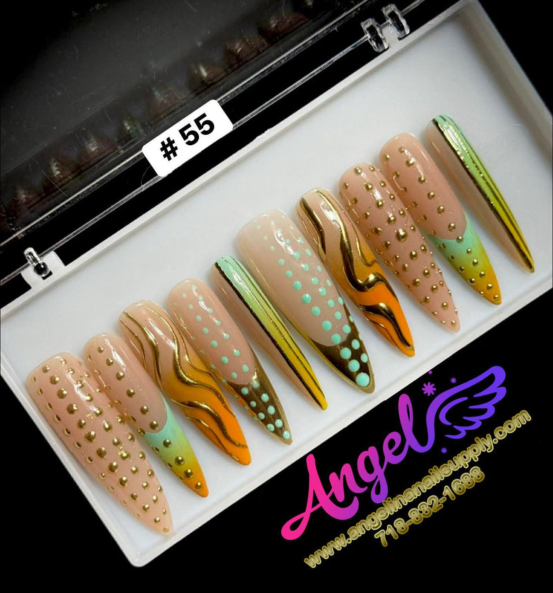 Angelina Handmade Custom Press-On | Long Nail Design 030-059 - Angelina Nail Supply NYC