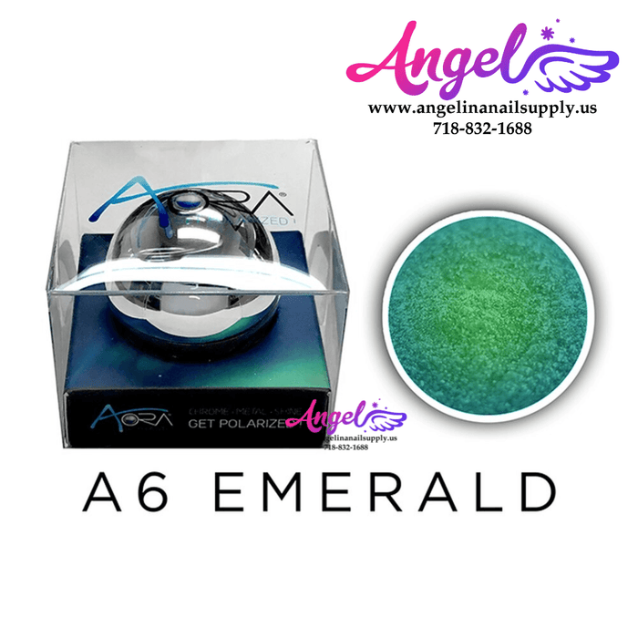 Aora Chrome Powder A06 Chrome Emerald - Angelina Nail Supply NYC