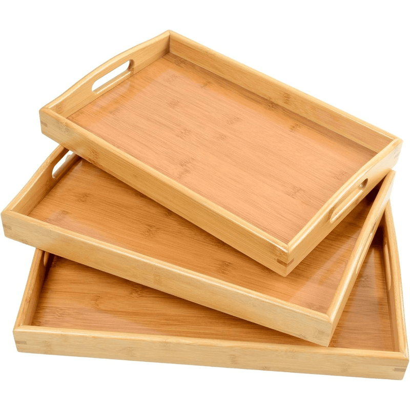 Bamboo Wood Spa-Serving Tray with Handles - Angelina Nail Supply NYC