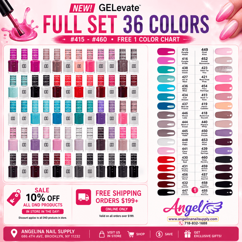 DND1 Collection 1 (Full Set 36 Colors 415 - 455) - Angelina Nail Supply NYC