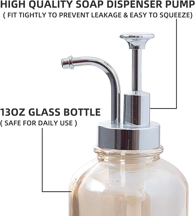 Glass Soap Dispenser Pump 13.5 Oz - Angelina Nail Supply NYC