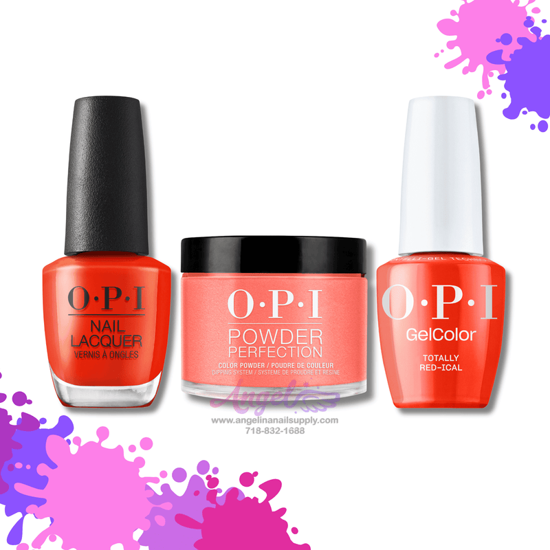 OPI 3in1 combo DP-GC-NL F034 Totally Red-ical - Angelina Nail Supply NYC