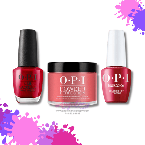 OPI 3in1 combo DP-GC-NL Z13 COLOR SO HOT IT BERNS - Angelina Nail Supply NYC