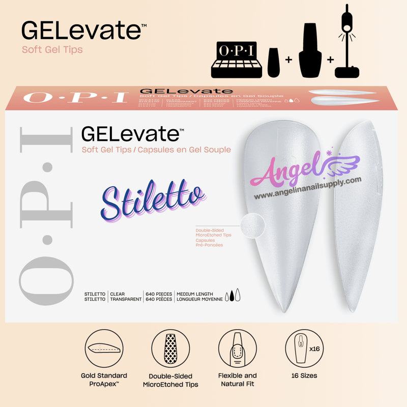 OPI Soft Gel Pre-Shaped Tip Extensions / Stiletto - Angelina Nail Supply NYC