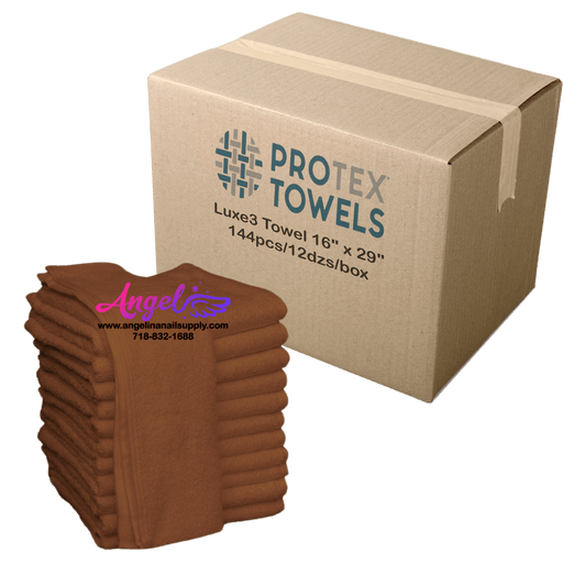 ProTex Luxe3 Towel 16" x 29" - Chocolate Brown (Box of 144) - Angelina Nail Supply NYC