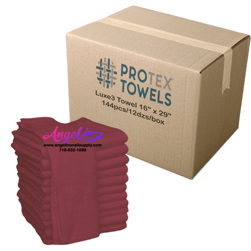 ProTex Luxe3 Towel 16" x 29" - Garnet Burgundy (Box of 144) - Angelina Nail Supply NYC