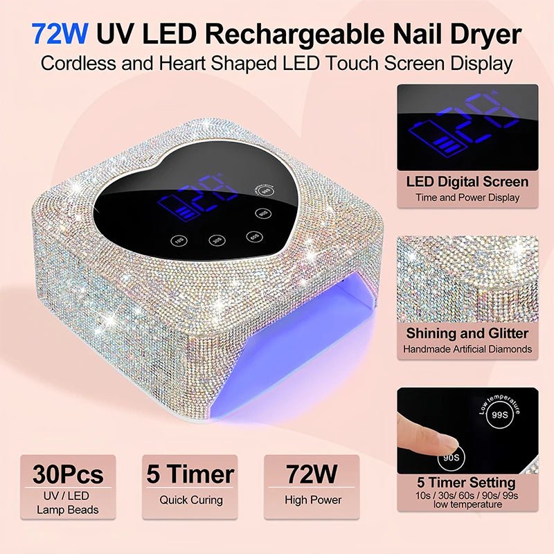 Rhinestone UV LED Nail Lamp - Angelina Nail Supply NYC