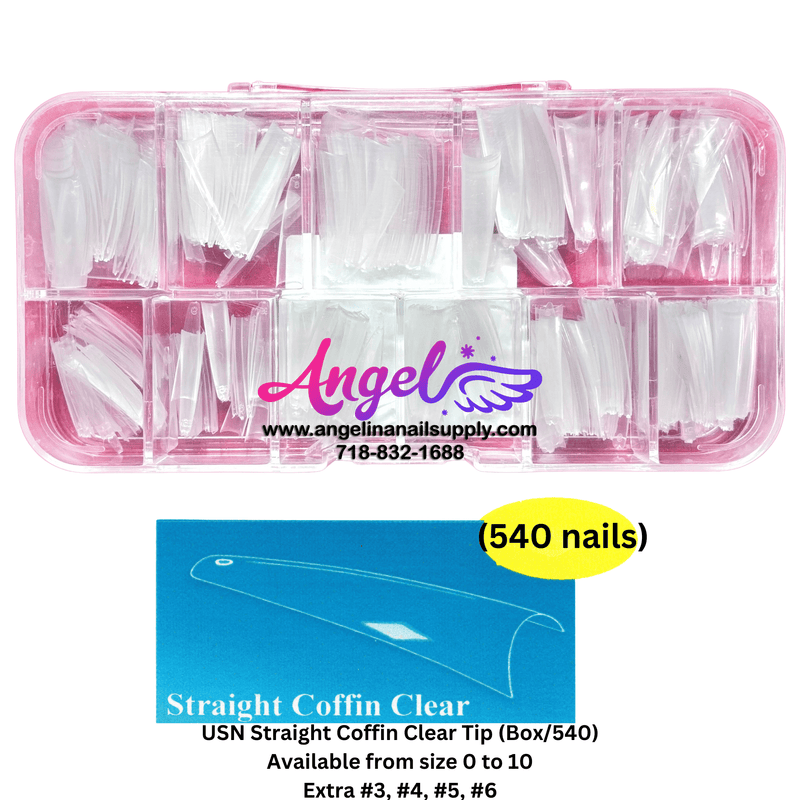 USN Straight Nail Tip Box (540 tips) - Angelina Nail Supply NYC