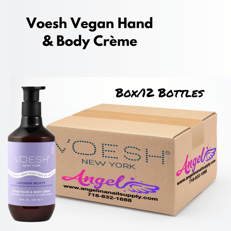 Voesh Lavender Relieve Vegan Body & Hand Creme 28 Fl.Oz. (Box/12 Bottles) - Angelina Nail Supply NYC