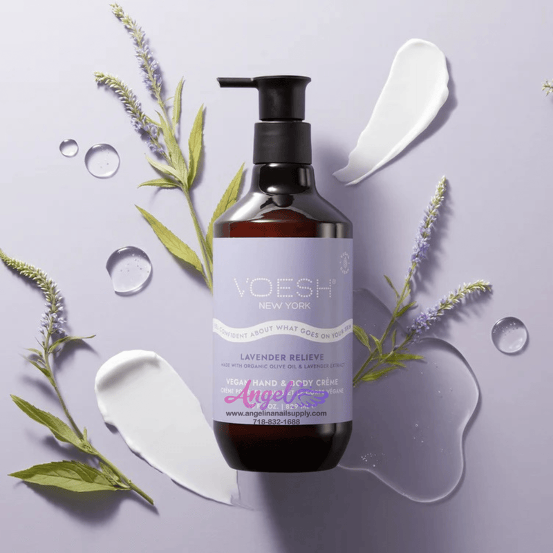 Voesh Lavender Relieve Vegan Body & Hand Creme 28 Fl.Oz. (Box/12 Bottles) - Angelina Nail Supply NYC