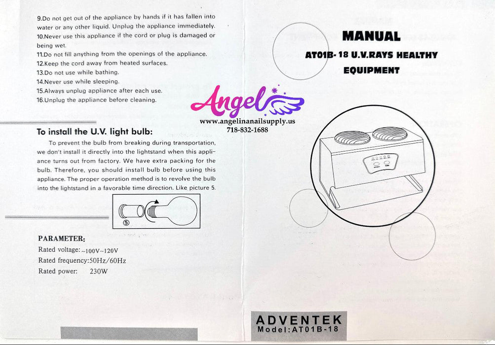 Adventek Hand Dryer UV/Fan - Angelina Nail Supply NYC