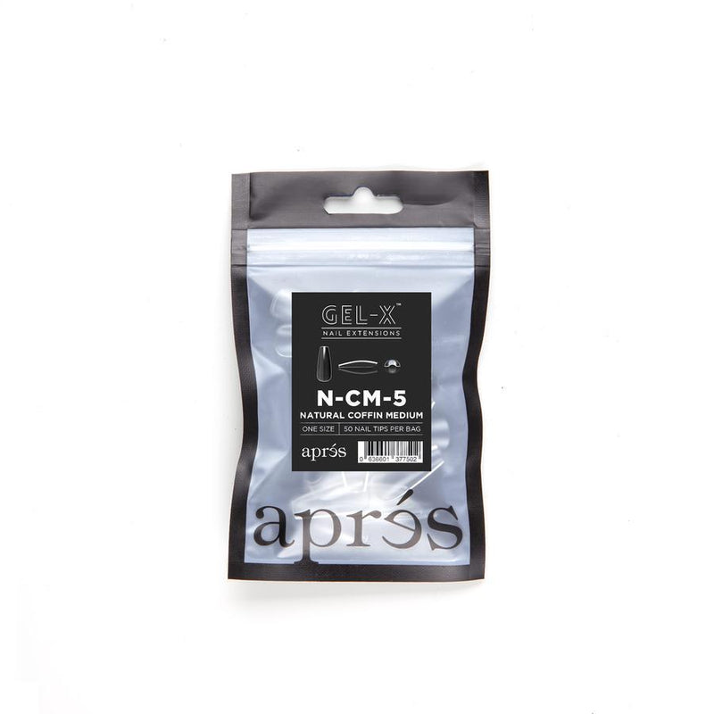 Aprés Refill Bags Natural Coffin Medium (50pcs/pack) - Angelina Nail Supply NYC
