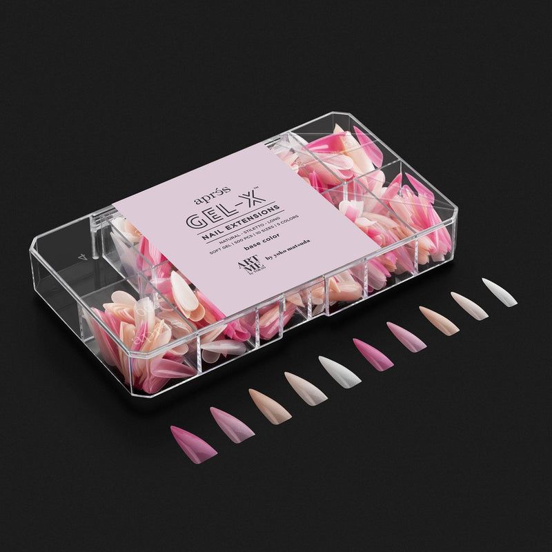 Aprés Tips Natural - Stiletto - Long - Base Color - Angelina Nail Supply NYC