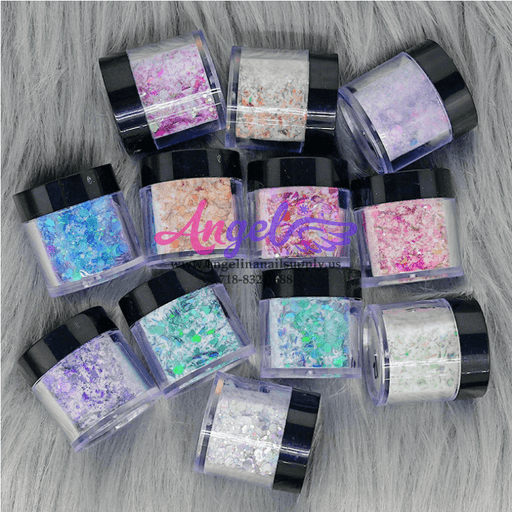 Chameleon Holographic Flakes Galaxy Acrylic Powder (12 color) - Angelina Nail Supply NYC