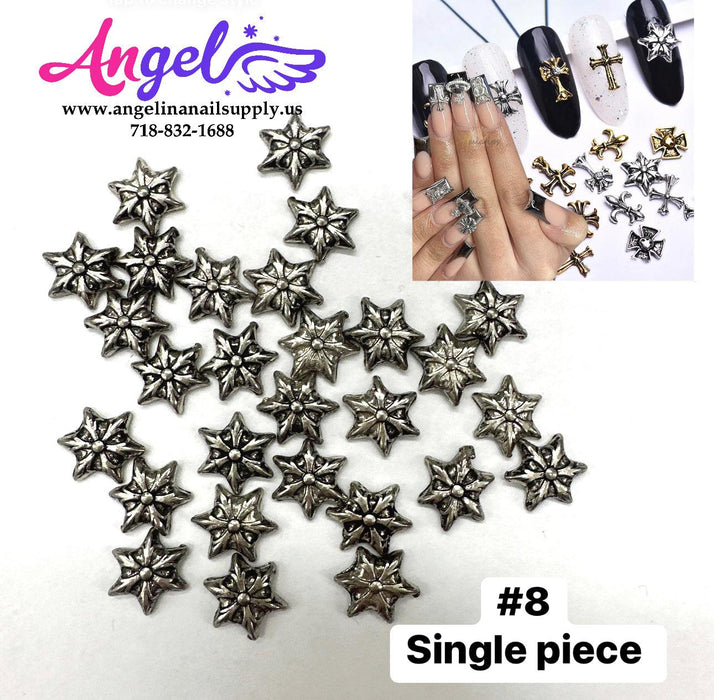 Cross Ancient Gold & Silver Nail Charm - Angelina Nail Supply NYC