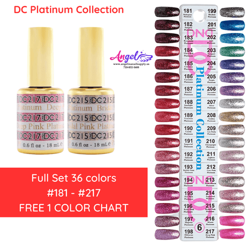 DC6 Collection #6 Platinum GEL ONLY (Full Set 36 Colors #181 - #217 DC6) - Angelina Nail Supply NYC