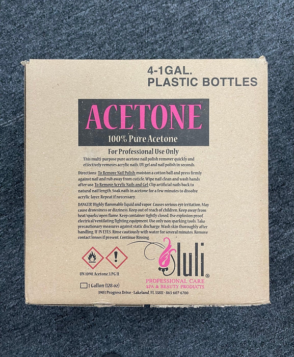 Luli 100% Pure Acetone (Box/ 4 Gallons) - Angelina Nail Supply NYC