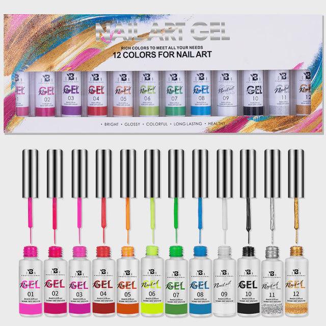Nail Art Gel Set 12 Colors - Angelina Nail Supply NYC
