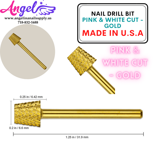 Nail Drill Bit - Pink & White Cut Filling - 3/32 - Angelina Nail Supply NYC