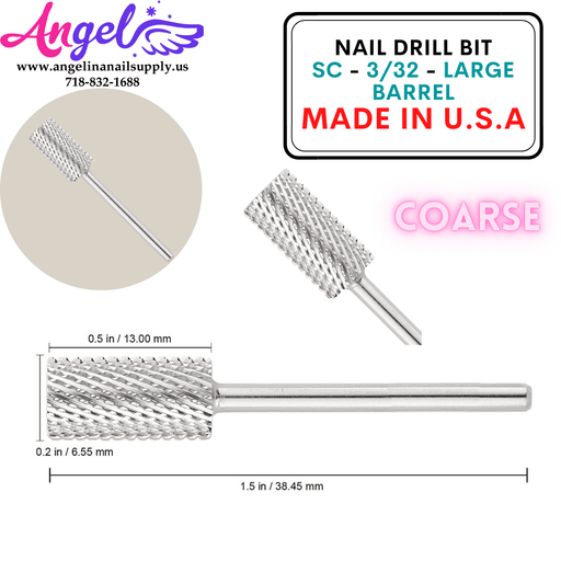 Nail Drill Bit - SC - 3/32 - Large Barrel - Angelina Nail Supply NYC