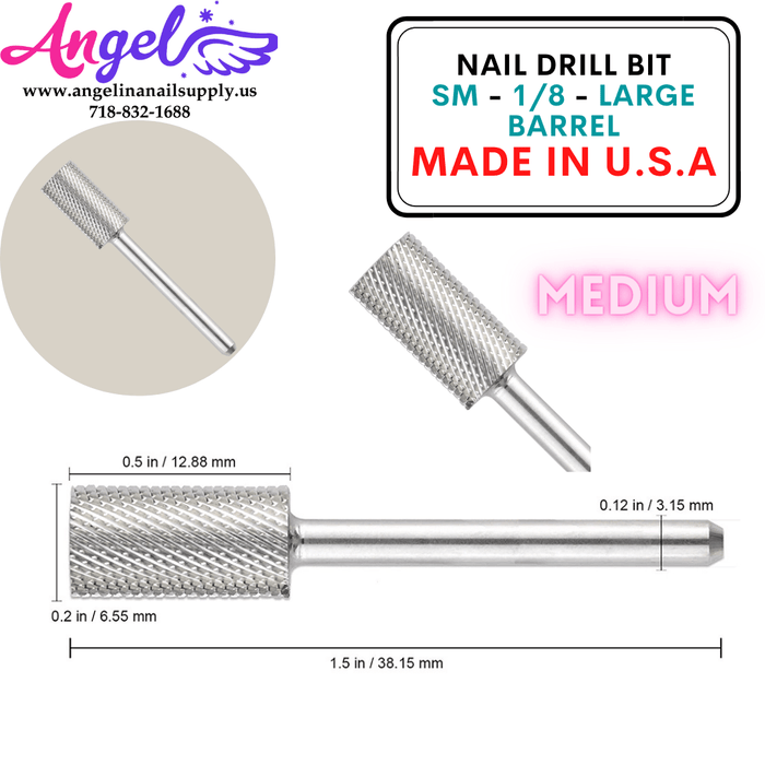 Nail Drill Bit - SM - 1/8 - Large Barrel - Angelina Nail Supply NYC